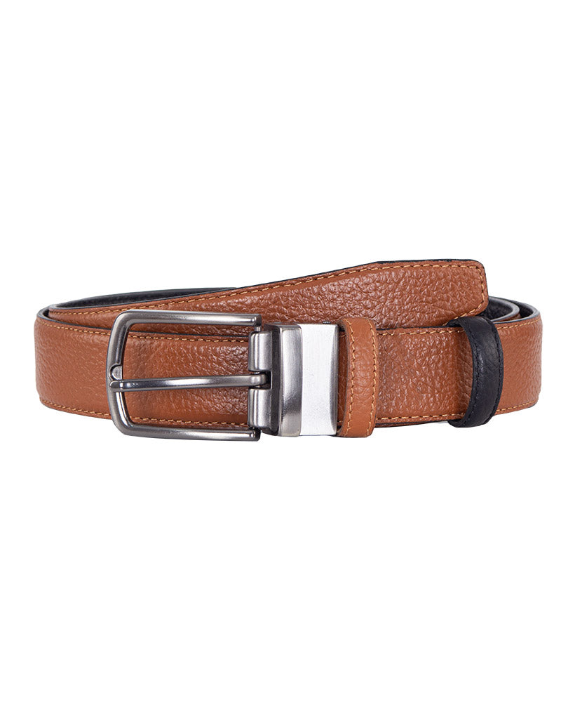 Tan/Black Reversable Leather Design Belt