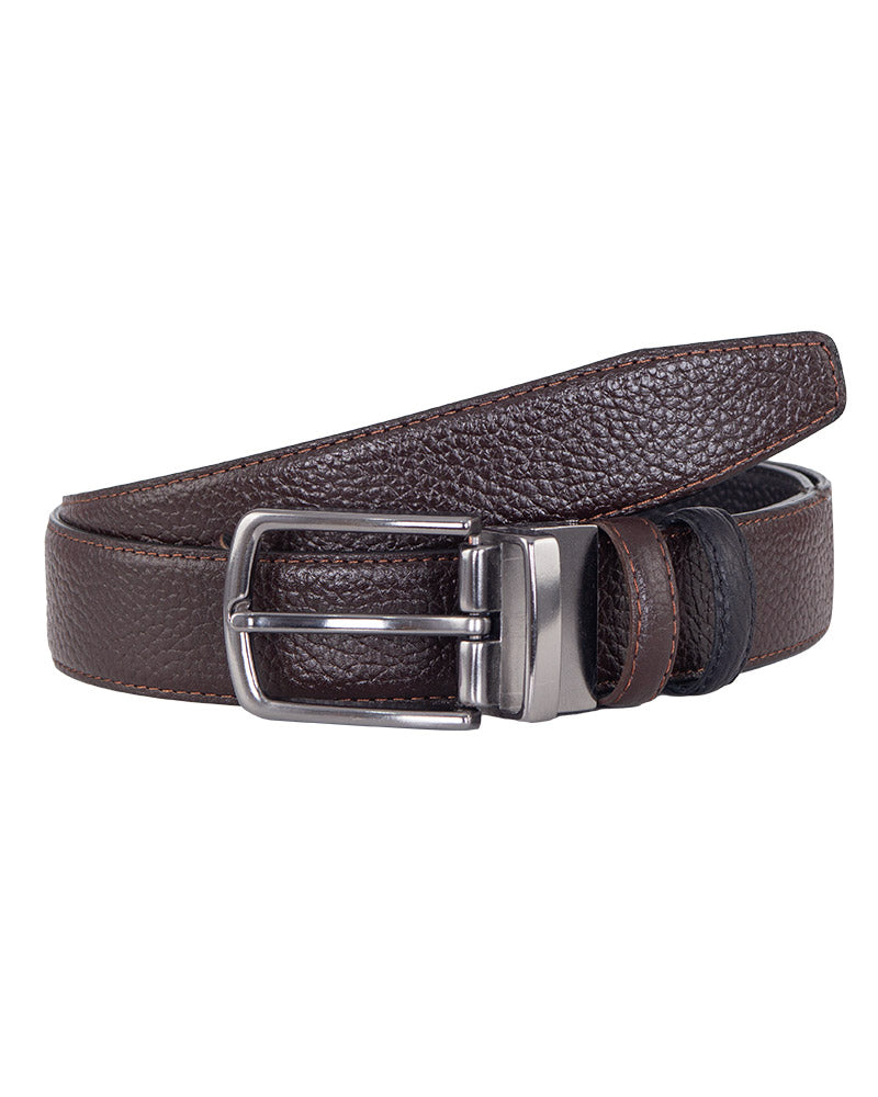 Brown/Black Reversable Leather Design Belt