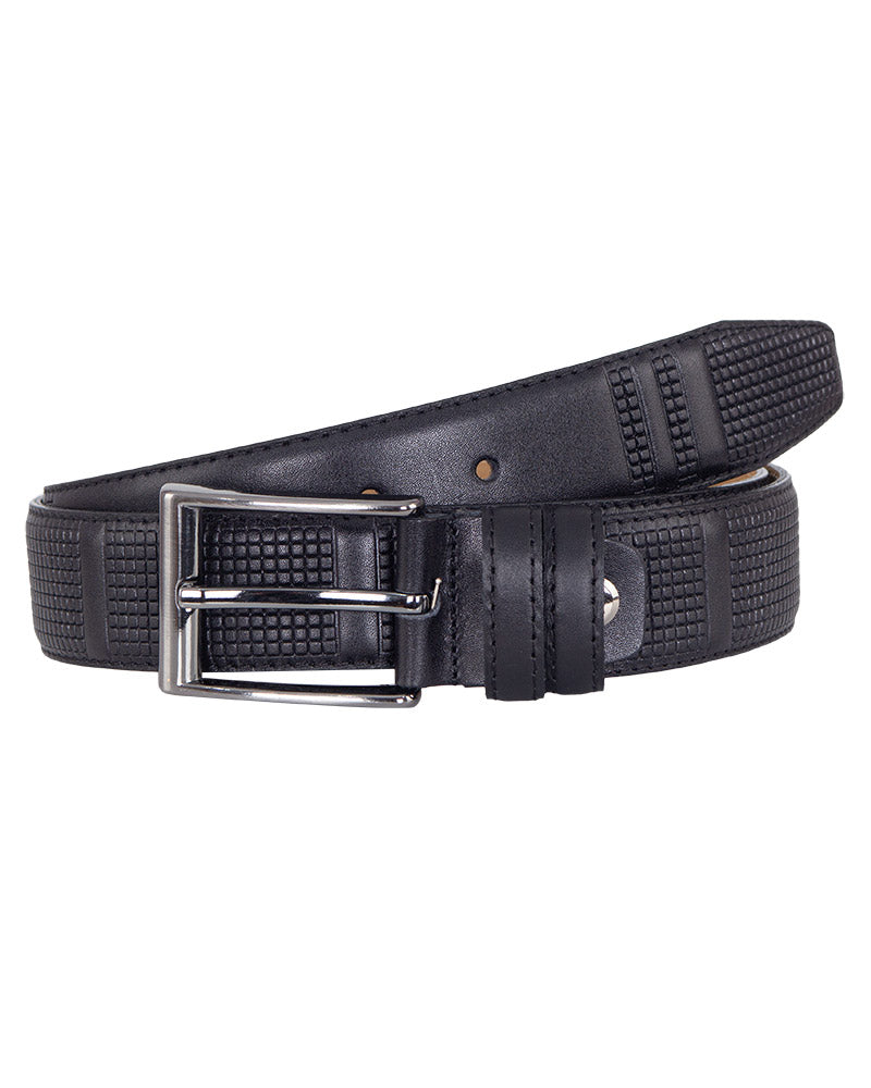 Black Leather Dotted Design Belt