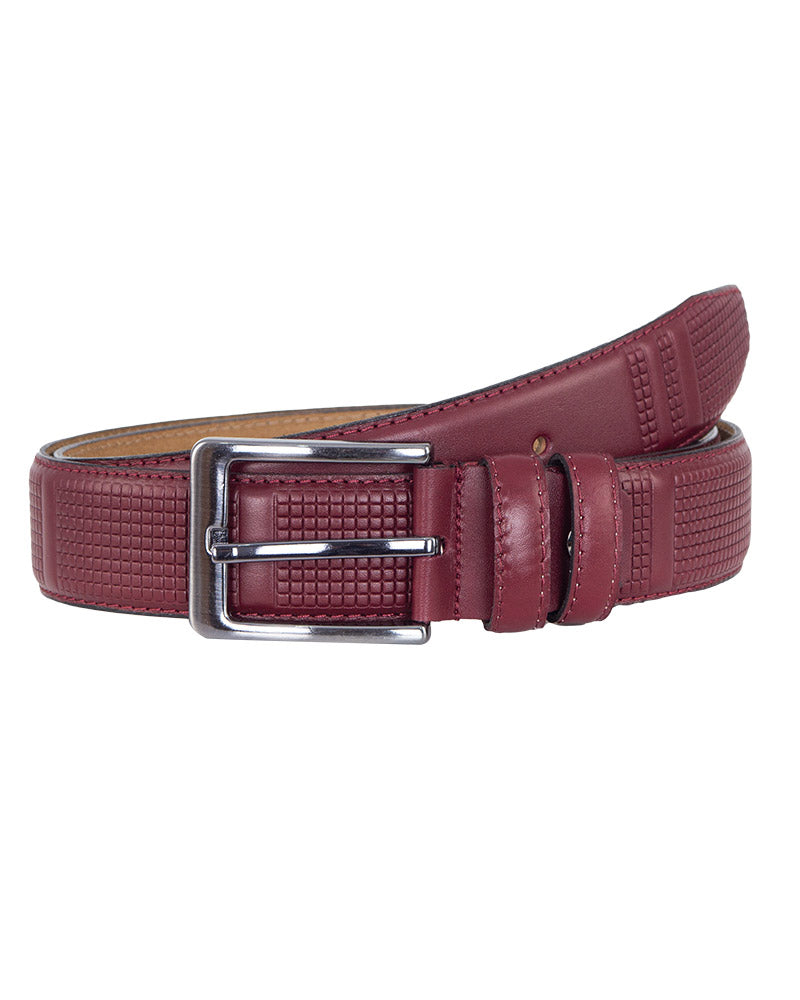 Burgundy Leather Dotted Design Belt