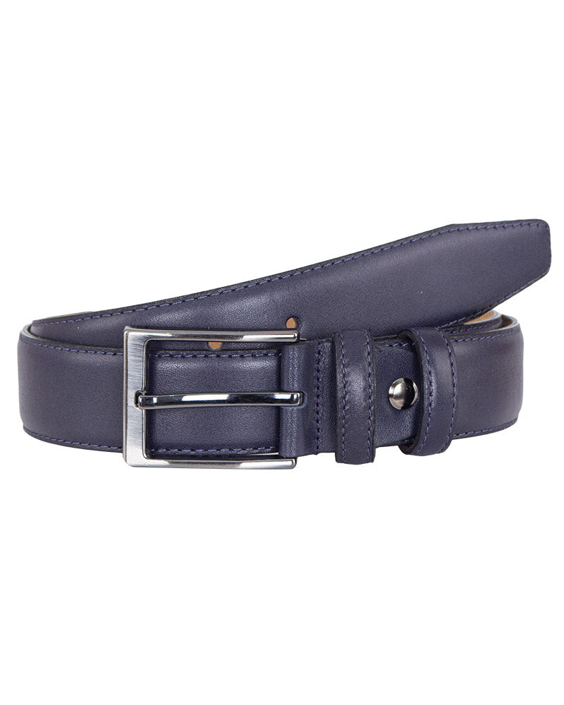 Dark Blue Leather Plain Design Belt