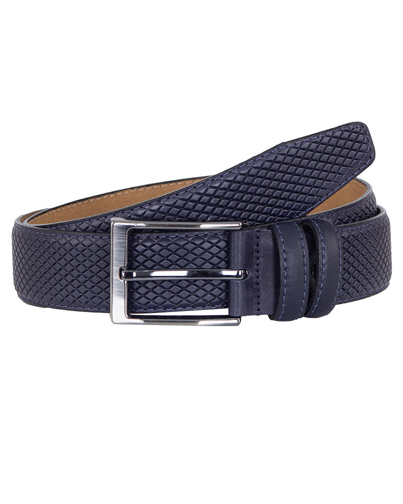 Dark Blue Small Dotted Leather Belt
