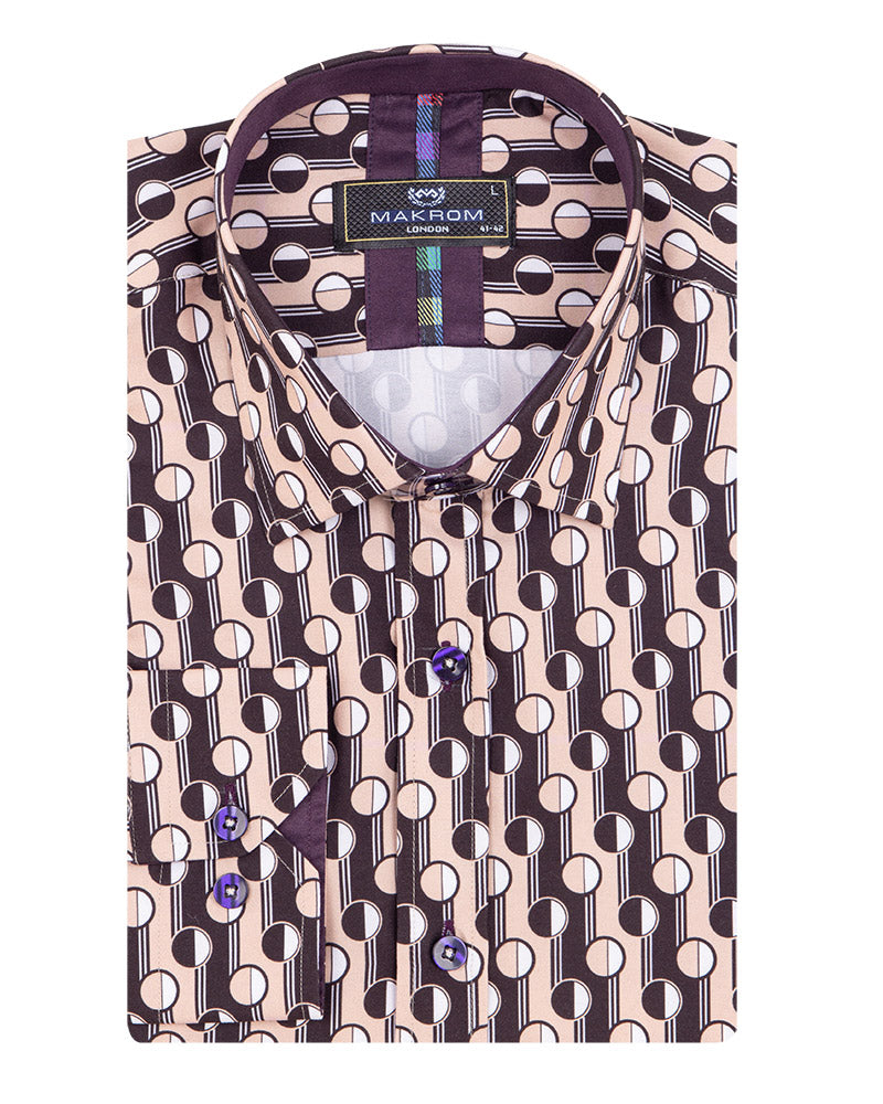 Beige Polka Dot Print Shirt-Makrom