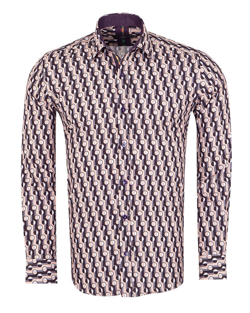Beige Polka Dot Print Shirt-Makrom