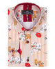 Beige Striped Floral Design Print Shirt-Makrom