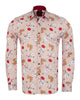 Beige Striped Floral Design Print Shirt-Makrom