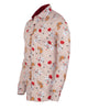 Beige Striped Floral Design Print Shirt-Makrom