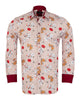 Beige Striped Floral Design Print Shirt-Makrom