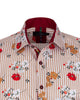 Beige Striped Floral Design Print Shirt-Makrom