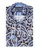 Black & Blue Paisley Print Men's Shirt with Matching Handkerchief-Makrom
