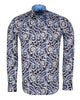 Black & Blue Paisley Print Men's Shirt with Matching Handkerchief-Makrom