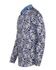 Black & Blue Paisley Print Men's Shirt with Matching Handkerchief-Makrom