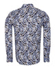 Black & Blue Paisley Print Men's Shirt with Matching Handkerchief-Makrom