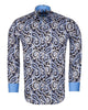 Black & Blue Paisley Print Men's Shirt with Matching Handkerchief-Makrom