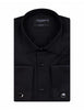 Black Casual Twill Double Cuff Long Sleeve Shirt-Makrom