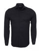 Black Casual Twill Double Cuff Long Sleeve Shirt-Makrom
