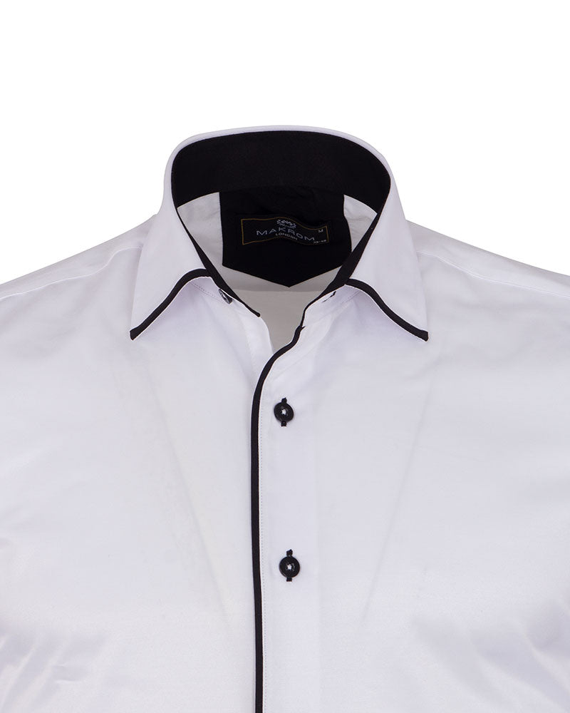 Black Classic Plain Shirt with Collar Tip Design-Makrom