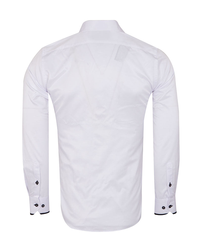 Black Classic Plain Shirt with Collar Tip Design-Makrom