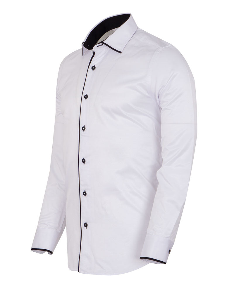Black Classic Plain Shirt with Collar Tip Design-Makrom