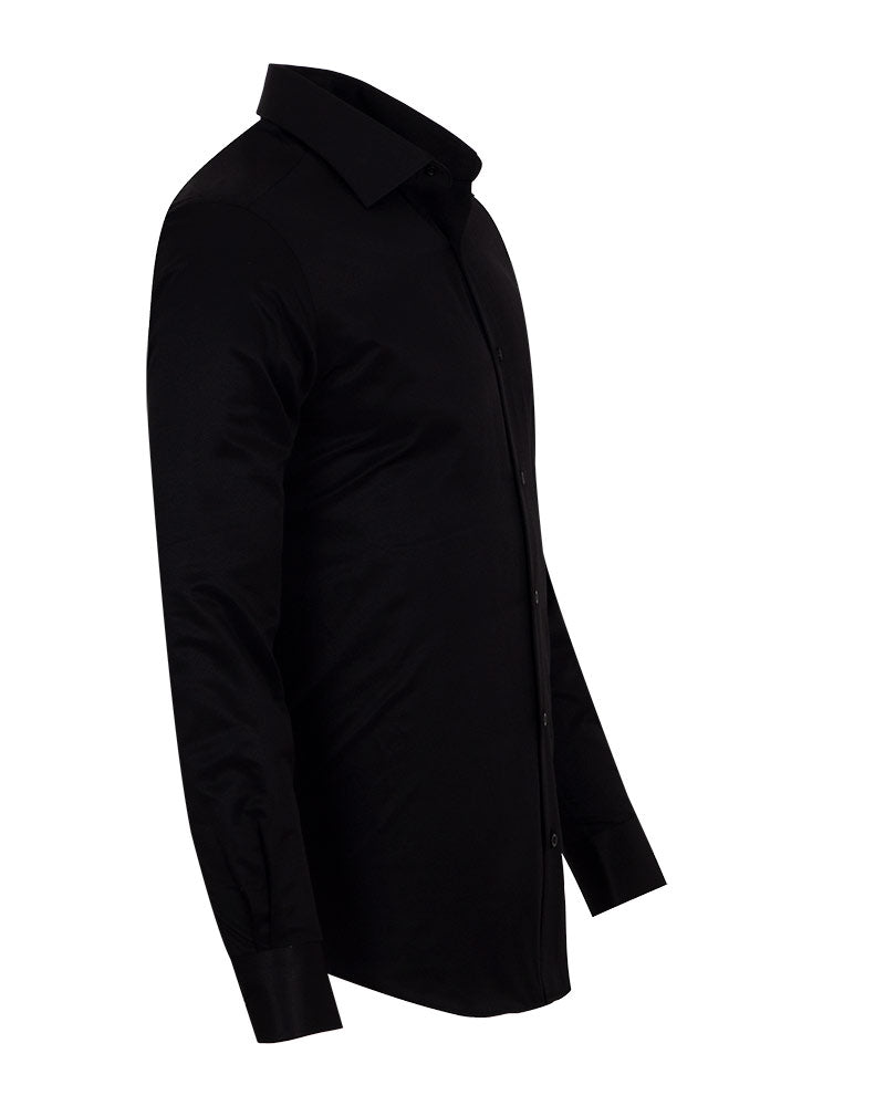 Black Classic Twill Single Cuff Shirt-Makrom