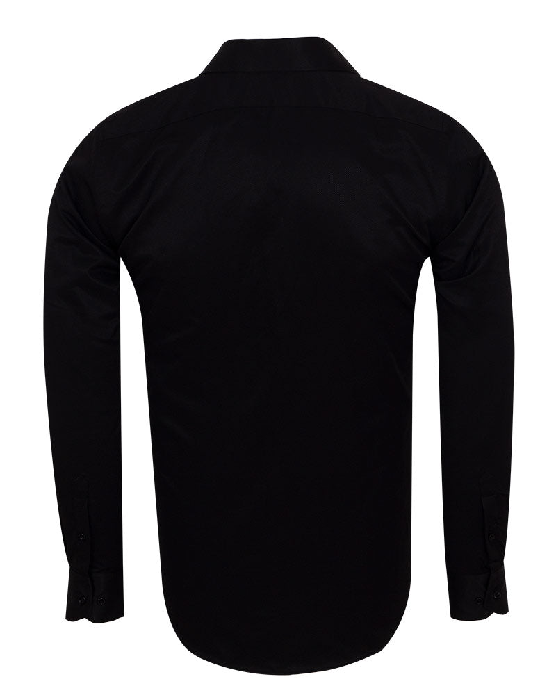 Black Classic Twill Single Cuff Shirt-Makrom