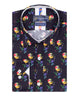 Black Colourful Skull Print Shirt with Matching Handkerchief-Makrom