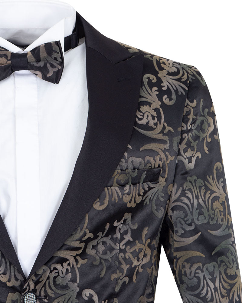 Black Floral Men's Fashion Blazer-Makrom