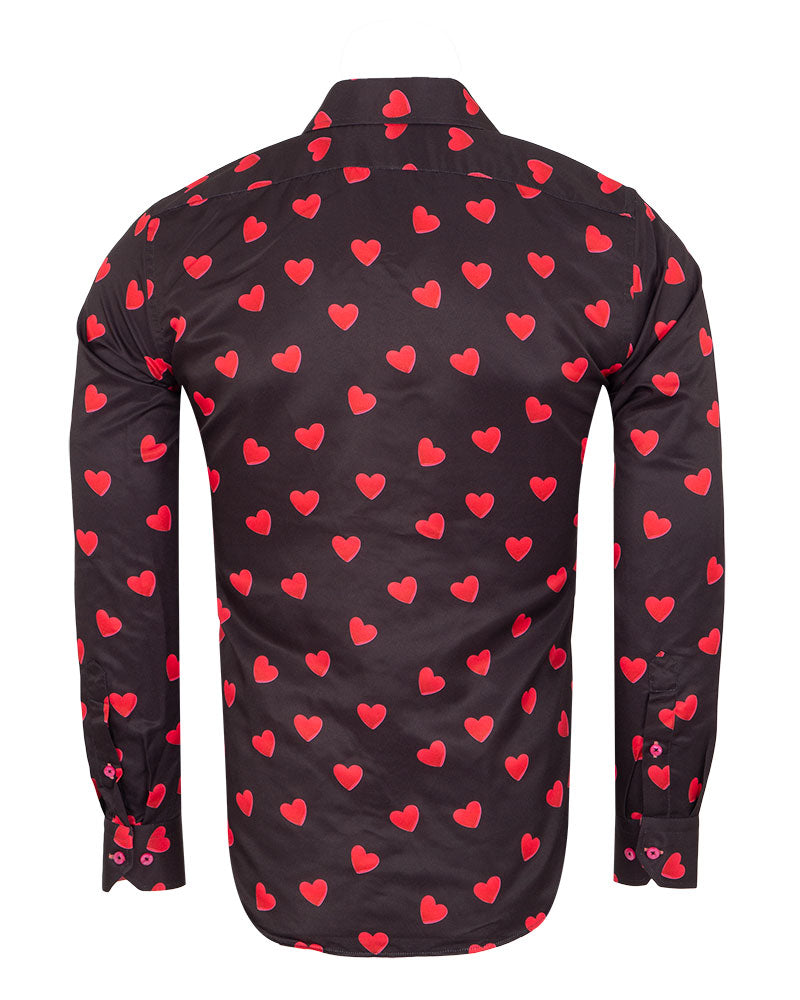 Black Heart Print Shirt-Makrom