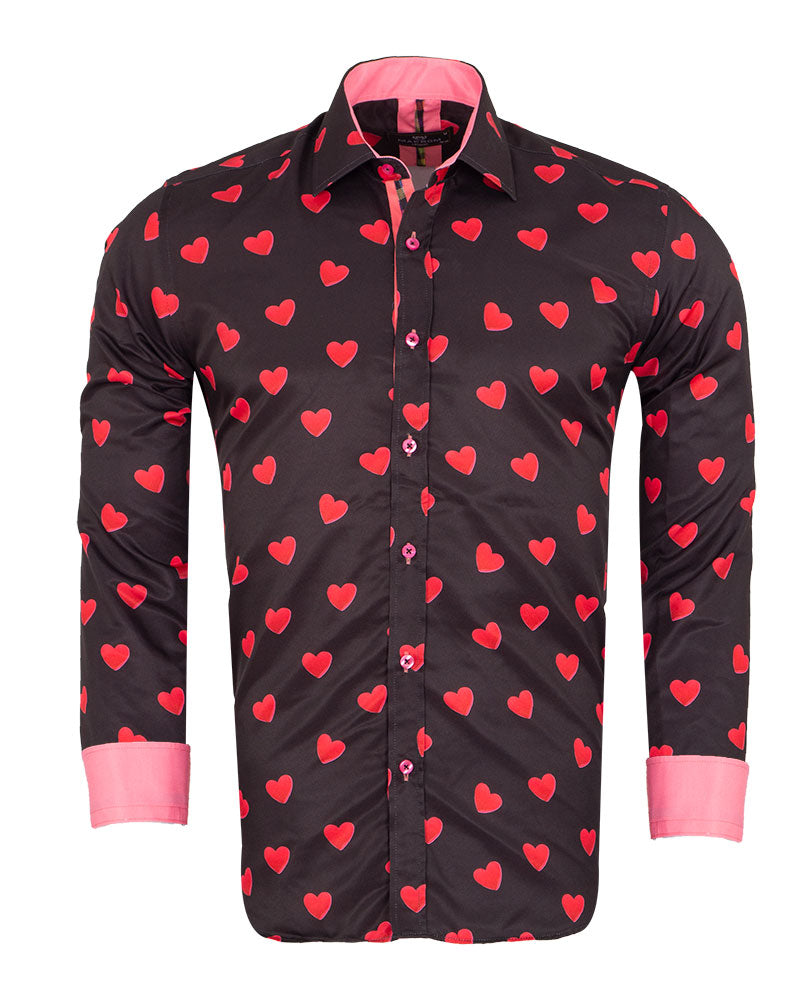 Black Heart Print Shirt-Makrom