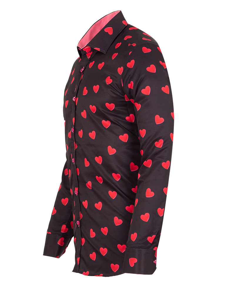 Black Heart Print Shirt-Makrom