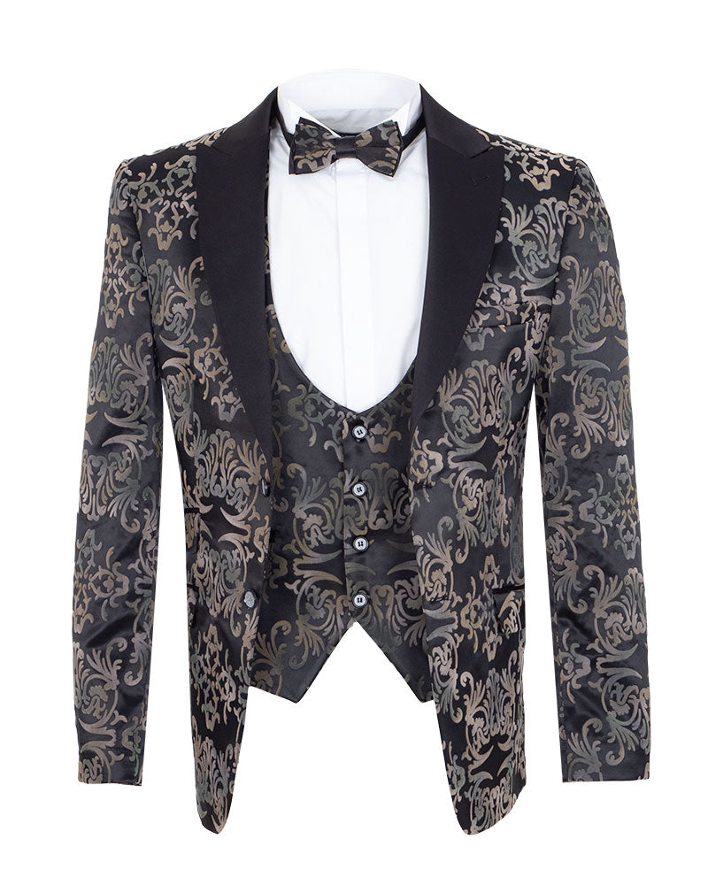 Black Paisley Design Fashion Blazer-Makrom
