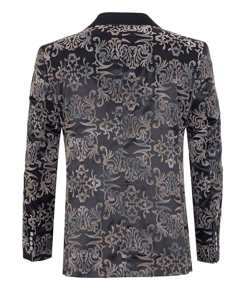 Black Paisley Design Fashion Blazer-Makrom