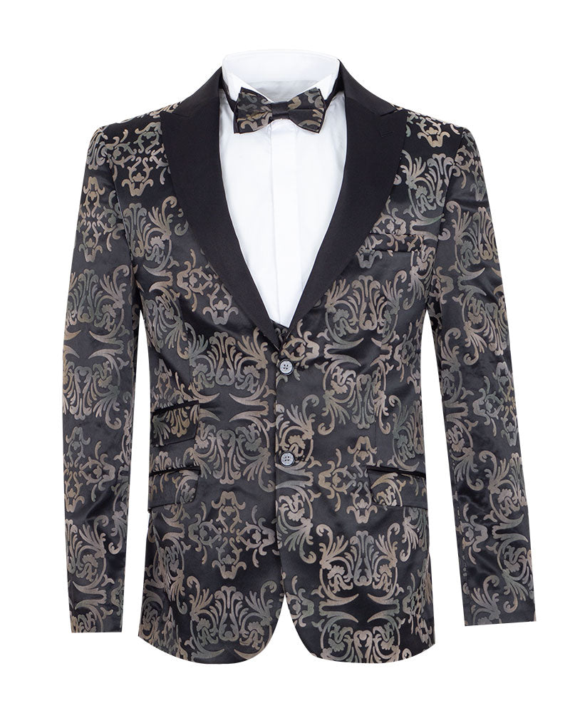 Black Paisley Design Fashion Blazer-Makrom