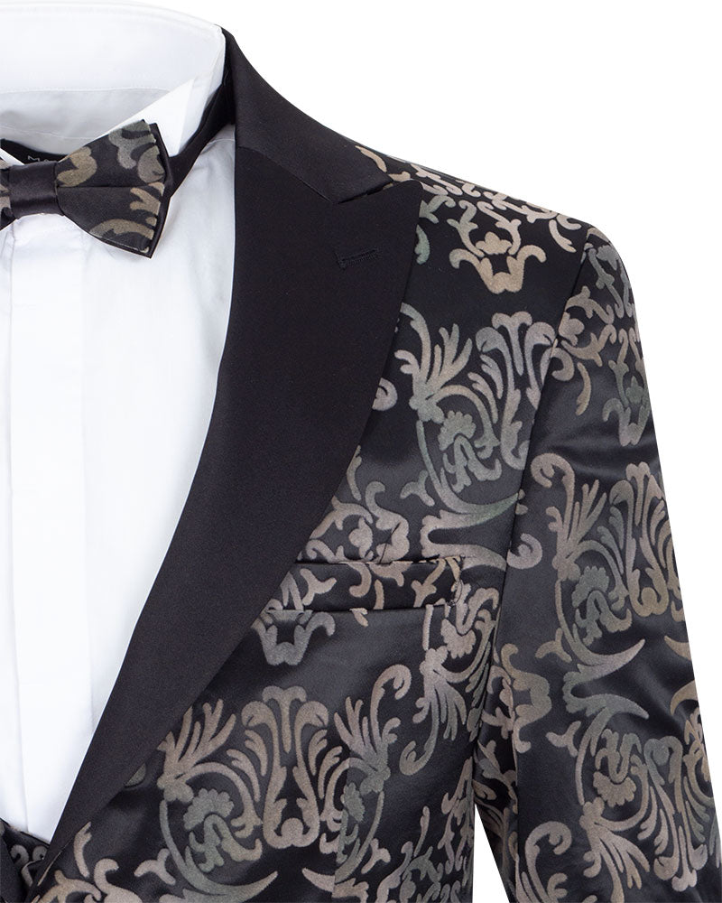 Black Paisley Design Fashion Blazer-Makrom