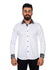 Black Paisley Embroidery Design Collar & Cuff Shirt-Makrom
