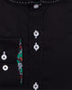Black Plain Shirt with Contrasting Stitching on Collar-Makrom