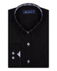 Black Plain Small Collar Shirt With Floral Insert-Makrom