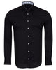 Black Plain Small Collar Shirt With Floral Insert-Makrom