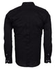 Black Plain Small Collar Shirt With Floral Insert-Makrom