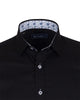 Black Plain Small Collar Shirt With Floral Insert-Makrom