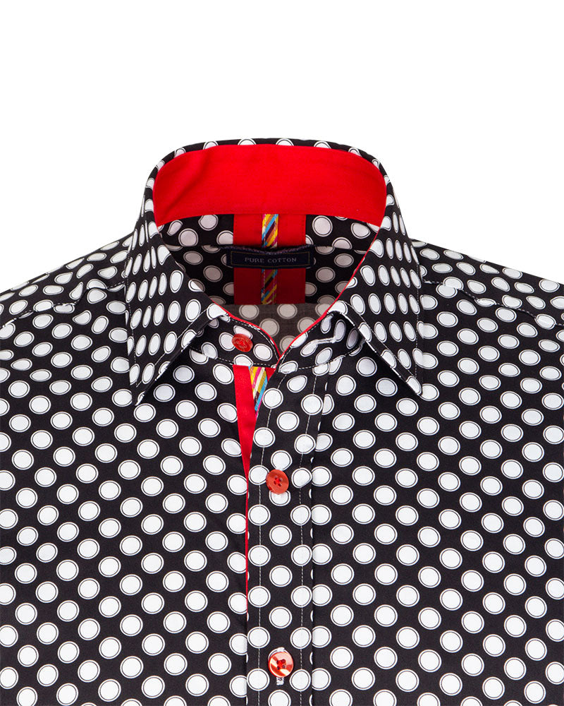 Black Polka Dot Print with Matching Handkerchief-Makrom