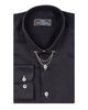 Black Round Collar Pin Shirt-Makrom