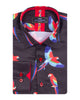 Black Shirt Flying Parrot Print-Makrom