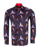 Black Shirt Flying Parrot Print-Makrom