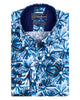 Blossoming Neon Blue Print Cotton Shirts For Men-Makrom