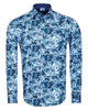 Blossoming Neon Blue Print Cotton Shirts For Men-Makrom