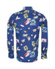 Blue Beach Print Long Sleeve Pure Cotton Shirt-Makrom