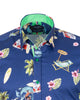 Blue Beach Print Long Sleeve Pure Cotton Shirt-Makrom