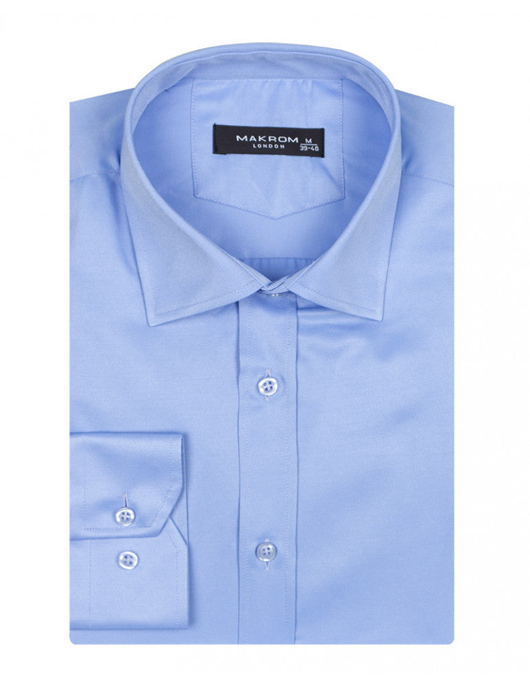 Blue Classic Single Cuff Men's Shirt-Makrom