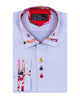 Blue Fashion Shirt with Colourful Collar Tip Design-Makrom